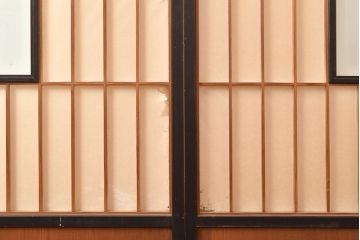 アンティーク建具　黒い框がモダンな印象を高める障子戸2枚セット(引き戸、建具)(R-048149)