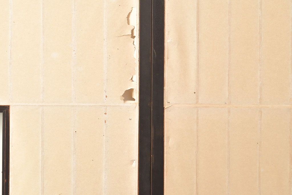 アンティーク建具　昭和初期　黒い框がモダンな印象を高める障子戸2枚セット　(R-048150)