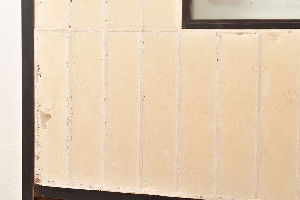 アンティーク建具　昭和初期　黒い框がモダンな印象を高める障子戸2枚セット　(R-048150)