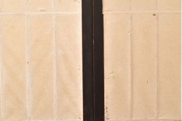 アンティーク建具　昭和初期　黒い框がモダンな印象を高める障子戸2枚セット　(R-048150)