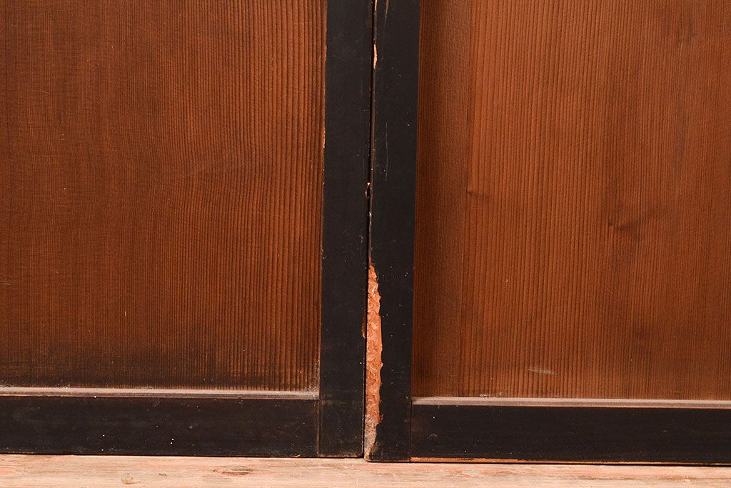 アンティーク建具　昭和初期　黒い框がモダンな印象を高める障子戸2枚セット　(R-048150)