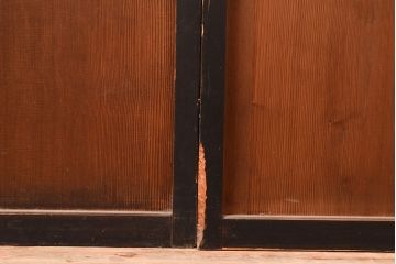 アンティーク建具　昭和初期　黒い框がモダンな印象を高める障子戸2枚セット　(R-048150)