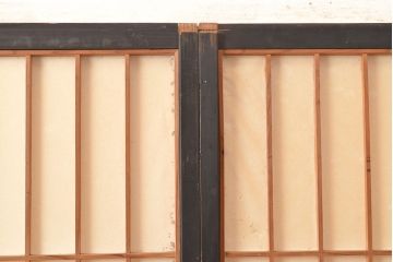 アンティーク建具　昭和初期　黒い框がモダンな印象を高める障子戸2枚セット　(R-048150)