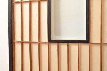 アンティーク建具　昭和初期　黒い框がモダンな印象を高める障子戸2枚セット　(R-048150)