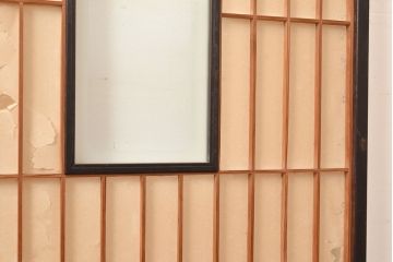 アンティーク建具　昭和初期　黒い框がモダンな印象を高める障子戸2枚セット　(R-048150)
