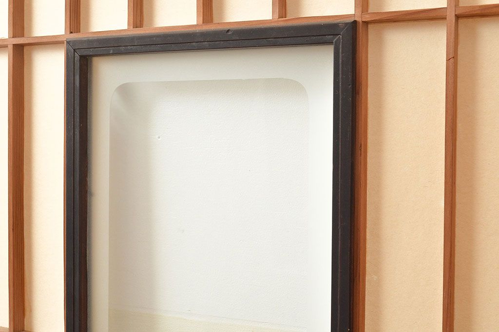アンティーク建具　昭和初期　黒い框がモダンな印象を高める障子戸2枚セット　(R-048150)