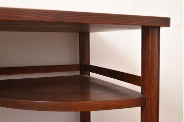 和製アンティーク　総ケヤキ材　漆塗り　両面使いが出来る!和の趣を楽しめる飾り棚(棚)(R-048152)