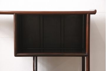 昭和レトロ　鳥と梅の図柄が可憐なカリン材製の飾り棚(茶棚、収納棚、花梨材)(R-048153)