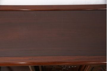 昭和レトロ　鳥と梅の図柄が可憐なカリン材製の飾り棚(茶棚、収納棚、花梨材)(R-048153)