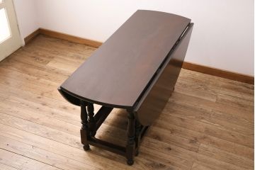 中古　松本民芸家具　クラシカルな脚が目を引く、B.R型ゲートレッグ卓I(定価約42万円)(ゲートレッグテーブル、バタフライテーブル、ダイニングテーブル)(R-048155)