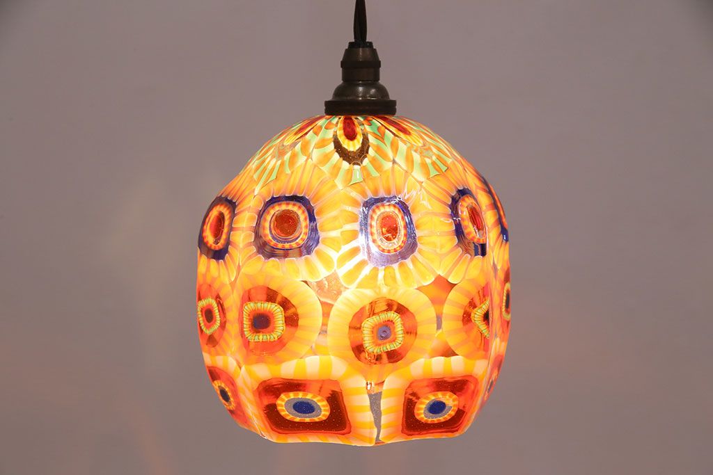 ビンテージ照明　ベネチアンガラス?　幻想的なムードを演出するペンダントライト(天井照明、吊り下げ照明、ヴェネチアングラス)(R-048160)