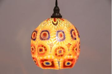 ビンテージ照明　ベネチアンガラス?　幻想的なムードを演出するペンダントライト(天井照明、吊り下げ照明、ヴェネチアングラス)(R-048160)