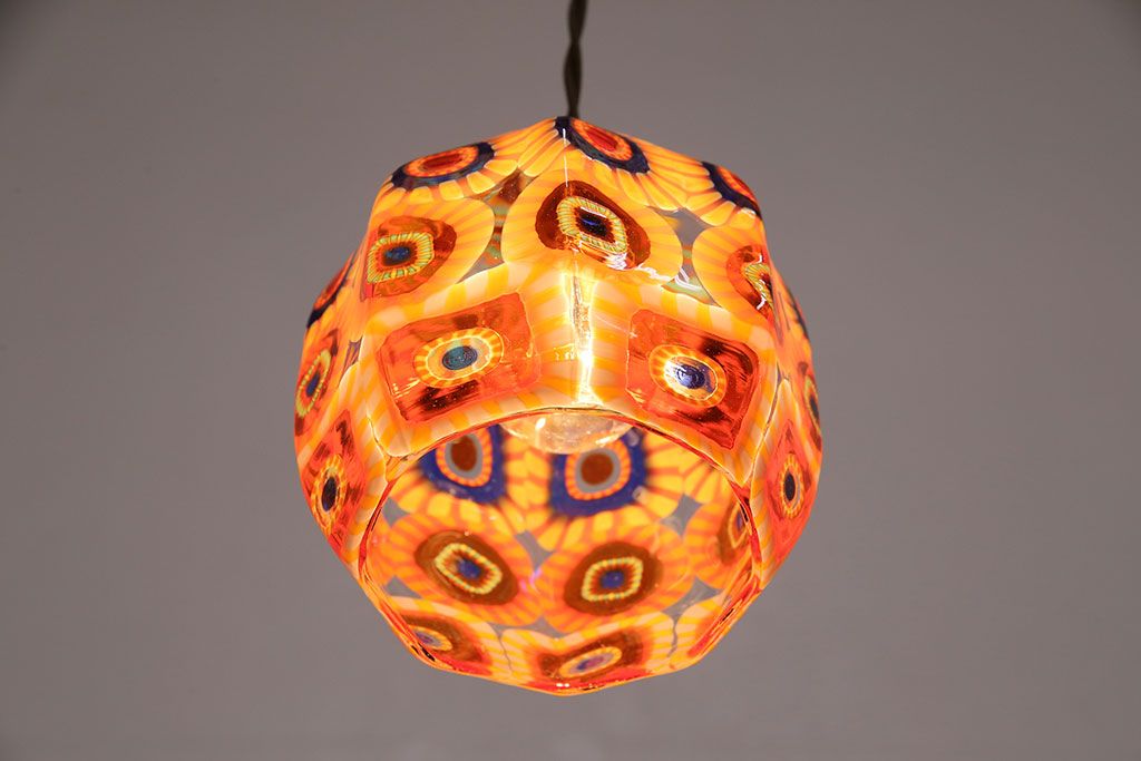 ビンテージ照明　ベネチアンガラス?　幻想的なムードを演出するペンダントライト(天井照明、吊り下げ照明、ヴェネチアングラス)(R-048160)