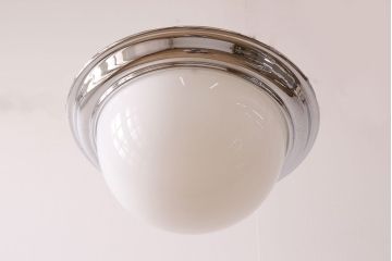 ヴィンテージ照明　昭和レトロ　半球型のフォルムがレトロで可愛らしい大振りの天井照明(シーリングライト、ビンテージ)(R-048164)
