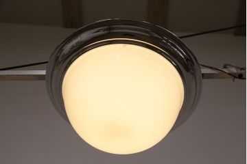 ヴィンテージ照明　昭和レトロ　半球型のフォルムがレトロで可愛らしい大振りの天井照明(シーリングライト、ビンテージ)(R-048164)