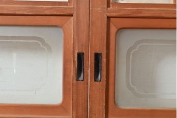 アンティーク建具　モダンな雰囲気漂う裏障子付きの格子戸4枚セット(障子戸、引き戸、建具)(R-048179)
