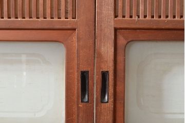 アンティーク建具　モダンな雰囲気漂う裏障子付きの格子戸4枚セット(障子戸、引き戸、建具)(R-048179)