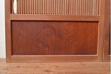 アンティーク建具　モダンな雰囲気漂う裏障子付きの格子戸4枚セット(障子戸、引き戸、建具)(R-048179)