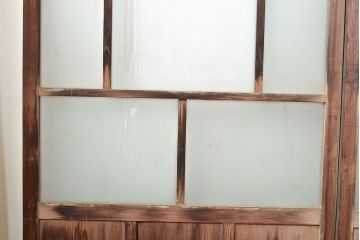 アンティーク建具　大正ロマンな雰囲気漂うガラス戸4枚セット(引き戸、玄関戸、建具)(R-048180)