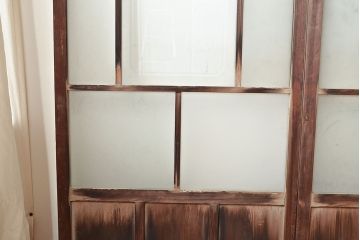 アンティーク建具　大正ロマンな雰囲気漂うガラス戸4枚セット(引き戸、玄関戸、建具)(R-048182)