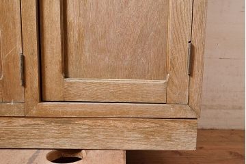 昭和レトロ　ナラ材　玄関に置くだけ!フックや戸棚が付いた珍しいデザインの傘立て(下駄箱、カサ立て、コートハンガー、帽子掛け)(R-048183)