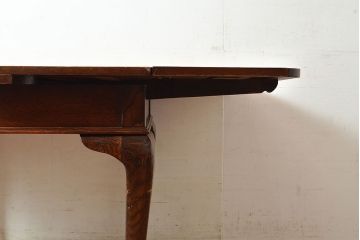 イギリスアンティーク　オーク材　猫脚がお洒落なドローリーフテーブル(エクステンションテーブル、ダイニングテーブル、拡張式テーブル)(R-048187)