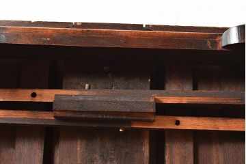 イギリスアンティーク　オーク材　猫脚がお洒落なドローリーフテーブル(エクステンションテーブル、ダイニングテーブル、拡張式テーブル)(R-048187)