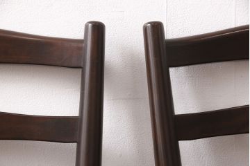 中古　松本民芸家具　シンプルでシックなダイニングチェア2脚セット(イス、椅子)(R-048199)