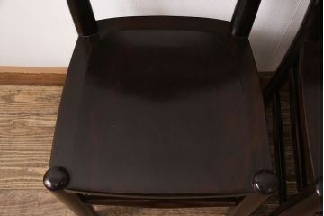 中古　松本民芸家具　シンプルでシックなダイニングチェア2脚セット(イス、椅子)(R-048199)