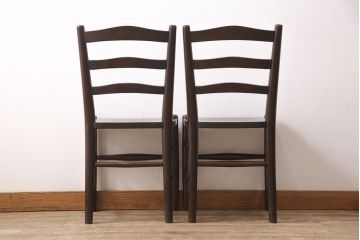 中古　松本民芸家具　シンプルでシックなダイニングチェア2脚セット(イス、椅子)(R-048199)