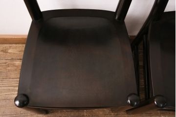 中古　松本民芸家具　シンプルでシックなダイニングチェア2脚セット(イス、椅子)(R-048200)