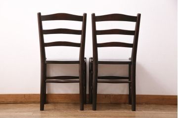 中古　松本民芸家具　シンプルでシックなダイニングチェア2脚セット(イス、椅子)(R-048200)