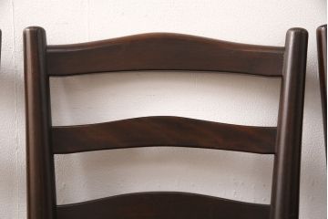 中古　松本民芸家具　シンプルでシックなダイニングチェア4脚セット(イス、椅子)(R-048203)