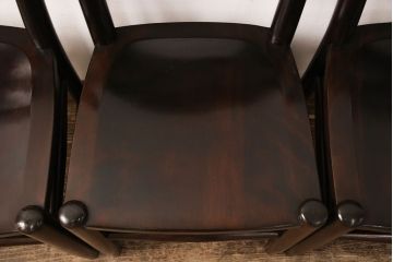 中古　松本民芸家具　シンプルでシックなダイニングチェア4脚セット(イス、椅子)(R-048203)