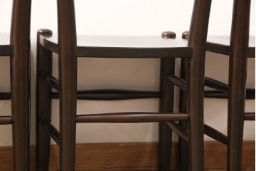 中古　松本民芸家具　シンプルでシックなダイニングチェア4脚セット(イス、椅子)(R-048203)