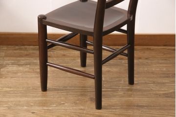 中古　松本民芸家具　シンプルでシックなダイニングチェア4脚セット(イス、椅子)(R-048203)
