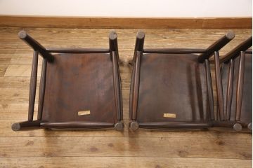 中古　松本民芸家具　シンプルでシックなダイニングチェア4脚セット(イス、椅子)(R-048203)