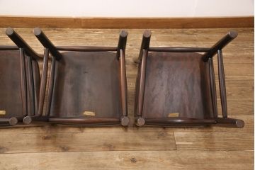 中古　松本民芸家具　シンプルでシックなダイニングチェア4脚セット(イス、椅子)(R-048203)