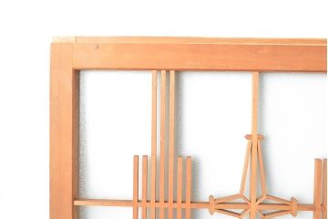 アンティーク建具　和の風情漂う組子入りがお洒落なガラス戸4枚セット(引き戸、建具)(R-048220)