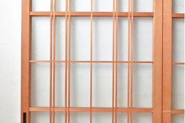 アンティーク建具　和の風情漂う組子入りがお洒落なガラス戸4枚セット(引き戸、建具)(R-048220)