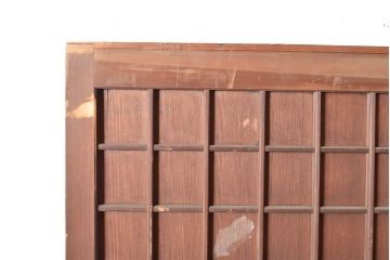 アンティーク建具　古き良き上質な和を楽しむヒノキ材製のマス目格子戸2枚セット(きつね格子、狐格子、板戸、引き戸、建具)(R-048222)