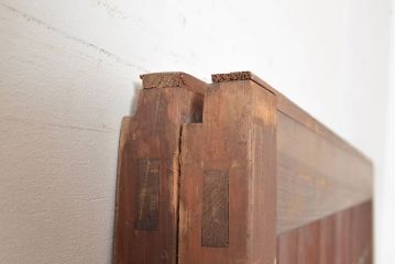 アンティーク建具　古き良き上質な和を楽しむヒノキ材製のマス目格子戸2枚セット(きつね格子、狐格子、板戸、引き戸、建具)(R-048222)