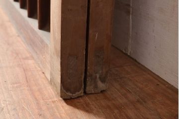 アンティーク建具　古き良き上質な和を楽しむヒノキ材製のマス目格子戸2枚セット(きつね格子、狐格子、板戸、引き戸、建具)(R-048222)