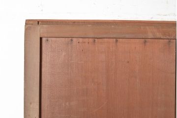 アンティーク建具　古き良き上質な和を楽しむヒノキ材製のマス目格子戸2枚セット(きつね格子、狐格子、板戸、引き戸、建具)(R-048222)