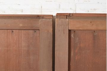 アンティーク建具　古き良き上質な和を楽しむヒノキ材製のマス目格子戸2枚セット(きつね格子、狐格子、板戸、引き戸、建具)(R-048222)