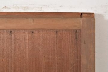 アンティーク建具　古き良き上質な和を楽しむヒノキ材製のマス目格子戸2枚セット(きつね格子、狐格子、板戸、引き戸、建具)(R-048222)