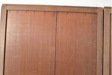 アンティーク建具　古き良き上質な和を楽しむヒノキ材製のマス目格子戸2枚セット(きつね格子、狐格子、板戸、引き戸、建具)(R-048222)