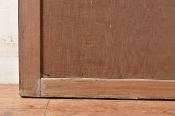 アンティーク建具　古き良き上質な和を楽しむヒノキ材製のマス目格子戸2枚セット(きつね格子、狐格子、板戸、引き戸、建具)(R-048222)