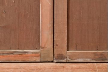アンティーク建具　古き良き上質な和を楽しむヒノキ材製のマス目格子戸2枚セット(きつね格子、狐格子、板戸、引き戸、建具)(R-048222)
