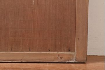アンティーク建具　古き良き上質な和を楽しむヒノキ材製のマス目格子戸2枚セット(きつね格子、狐格子、板戸、引き戸、建具)(R-048222)